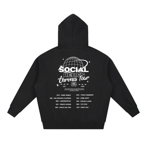 Social Relics™ Chronos Tour Oversized Zip Hoodie – Black