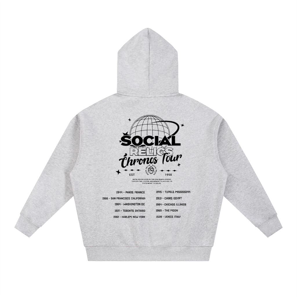 Social Relics™ Chronos Tour Oversized Zip Hoodie – Cosmic Stone