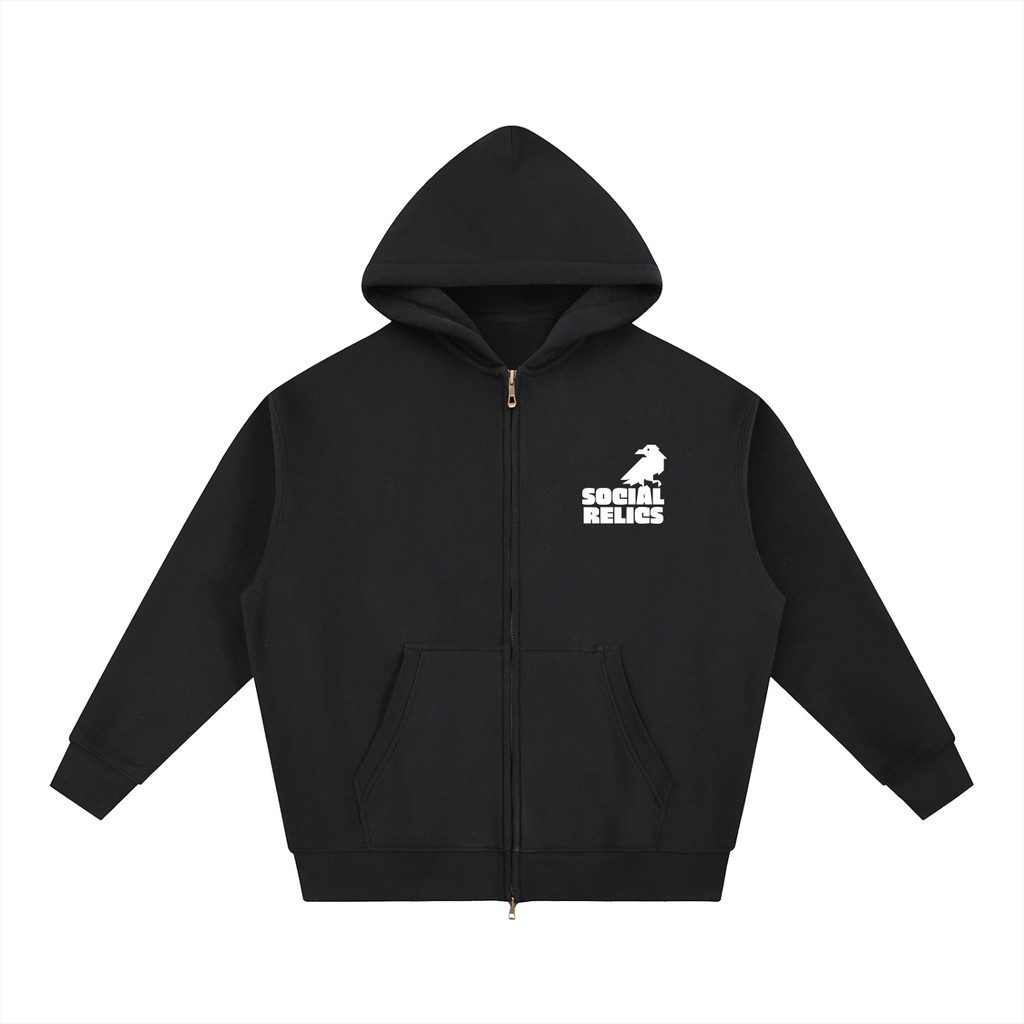 Social Relics™ Chronos Tour Oversized Zip Hoodie – Black